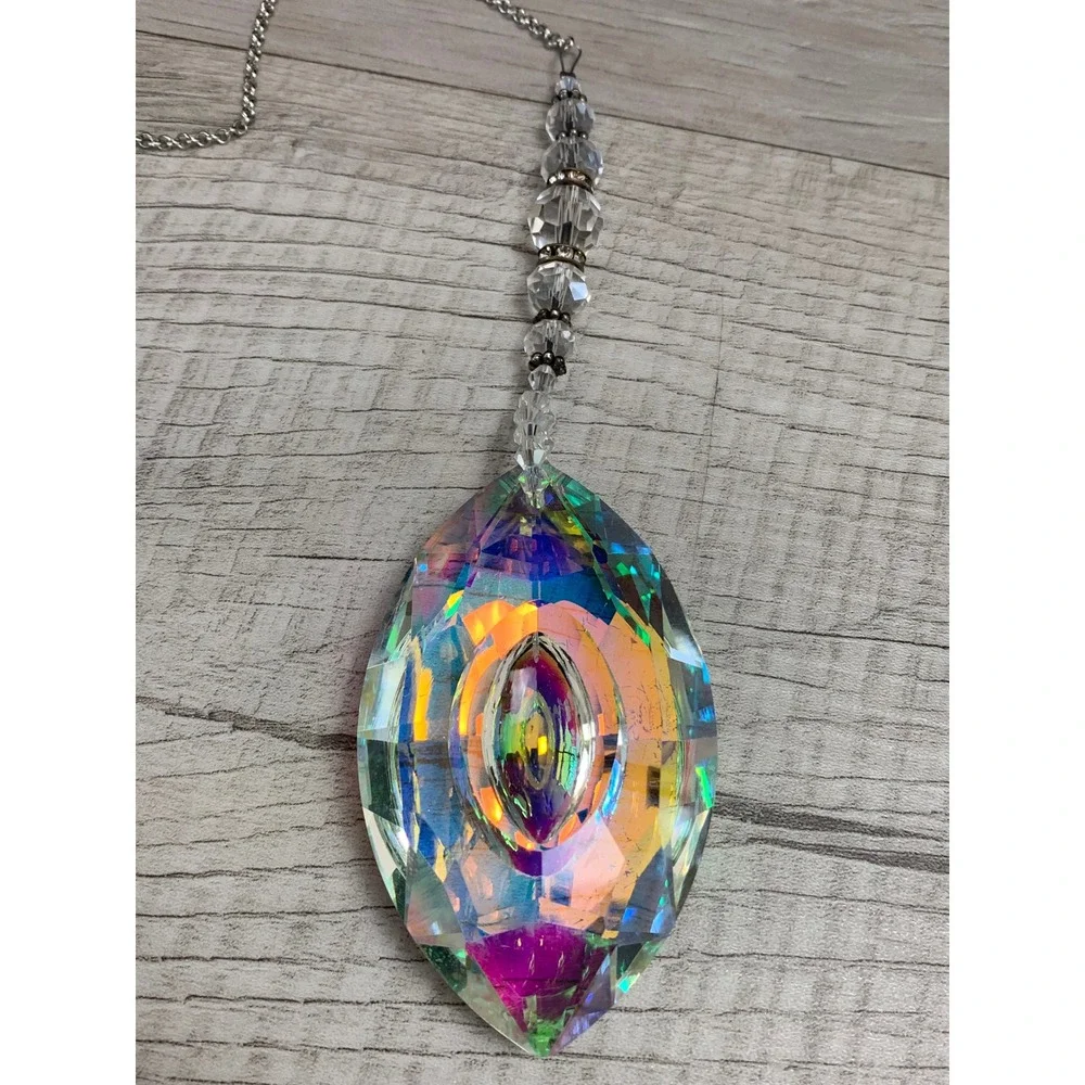Aurora Borealis AB Crystal Suncatcher Large Marquise Prism Rainbow Maker 3152